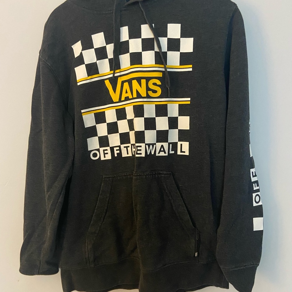 Vans Grey Hoodie with Checkered Design